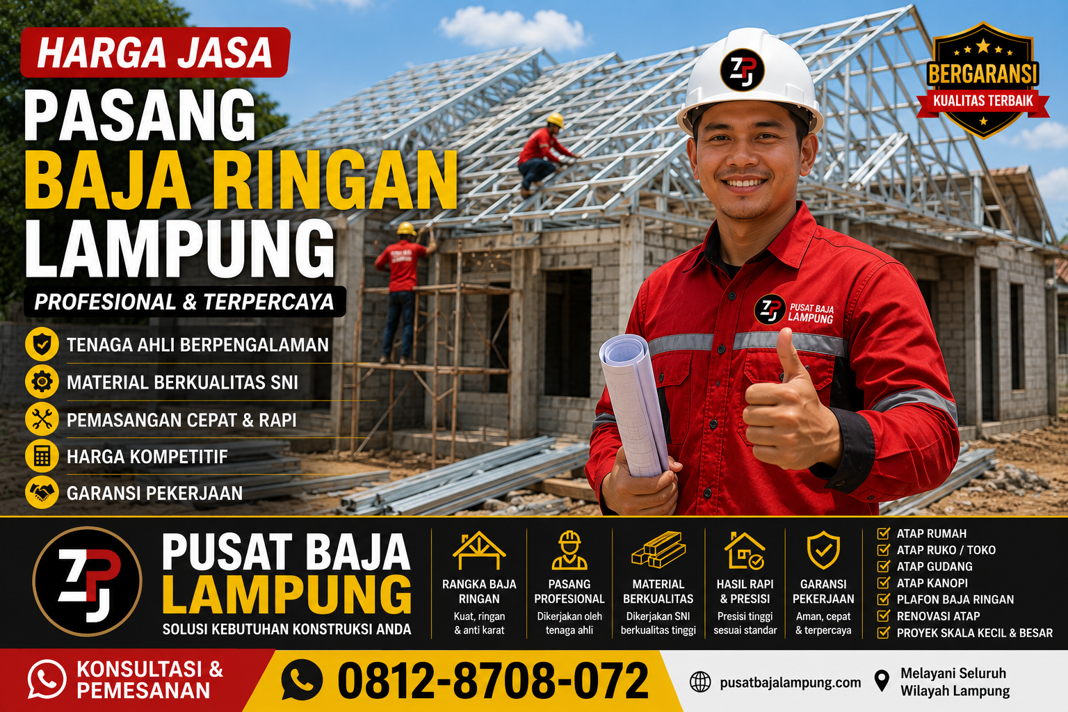 Harga Jasa Pasang Baja Ringan Lampung