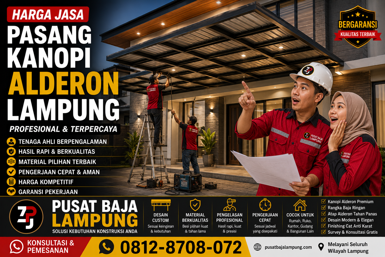 Harga Jasa Pasang Kanopi Alderon Lampung