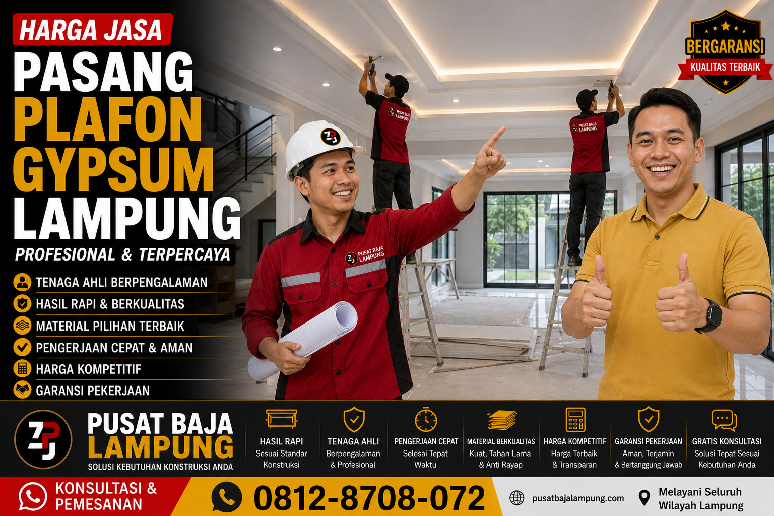 Harga Jasa Pasang Plafon Gypsum Lampung