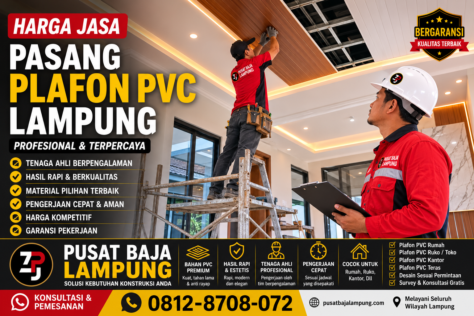 Harga Jasa Pasang Plafon PVC Lampung