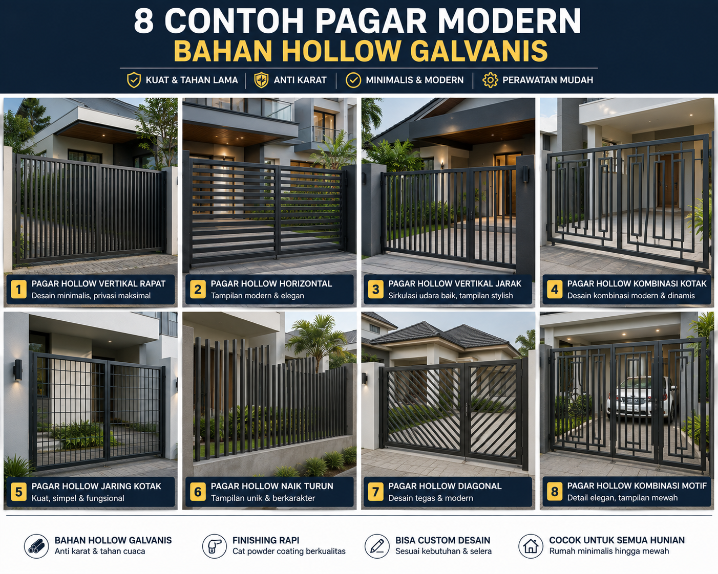 Katalog Pagar Bahan Hollow Galvanis Minimalis