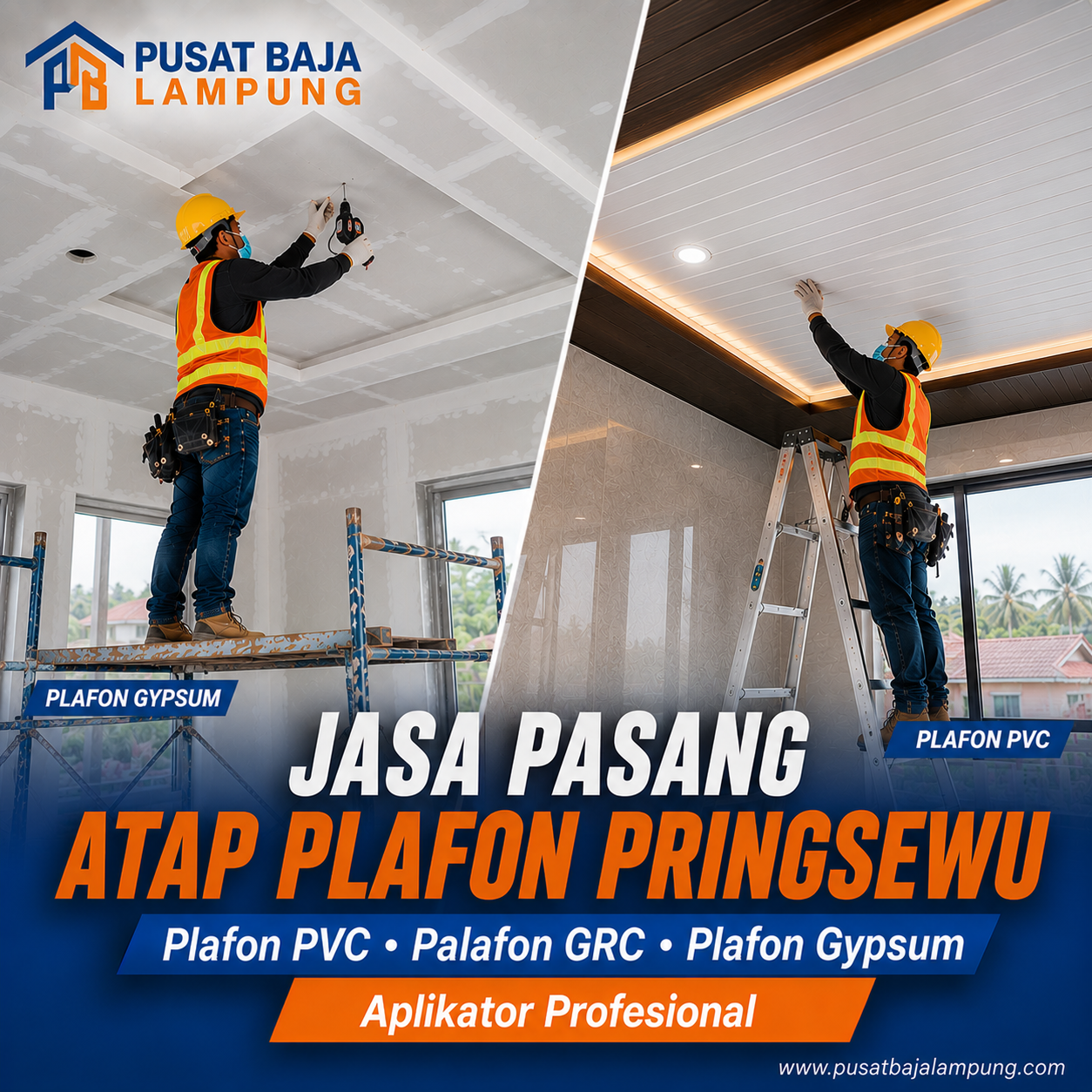 Harga Jasa Pasang Plafon Pringsewu Terbaru | PVC, Gypsum & GRC