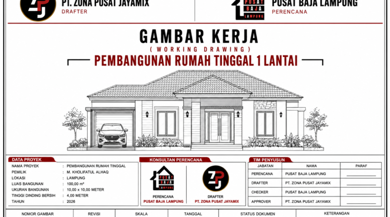 Pekerjaan Desain Rumah Ukuran 10x10 M2 PT. Zona Pusat Jayamix