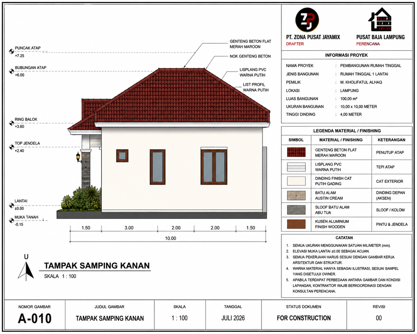 Tampak samping kanan Pusat Baja Lampung