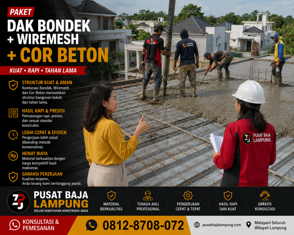 Paket Dak Bondek + Wiremesh + Cor Beton