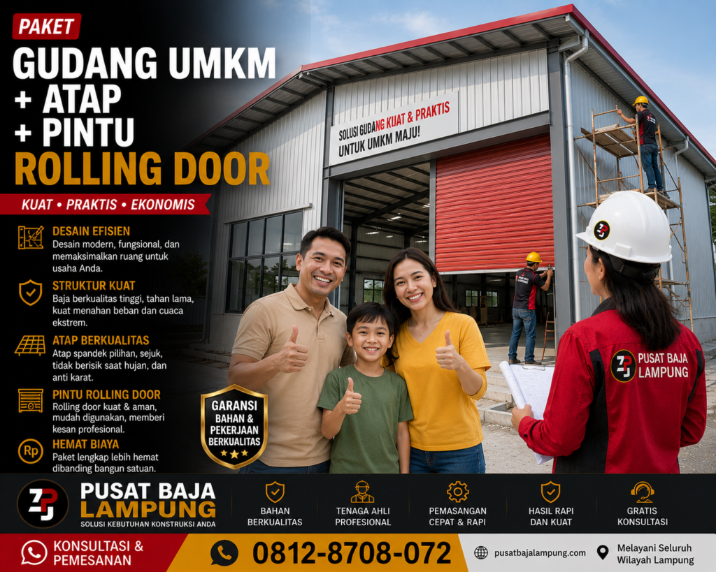 Paket Gudang UMKM + Atap + Pintu Rolling Door