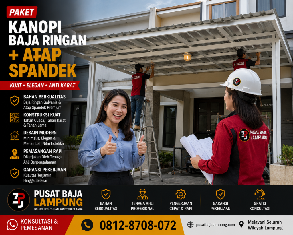 Paket Kanopi Baja Ringan + Atap Spandek