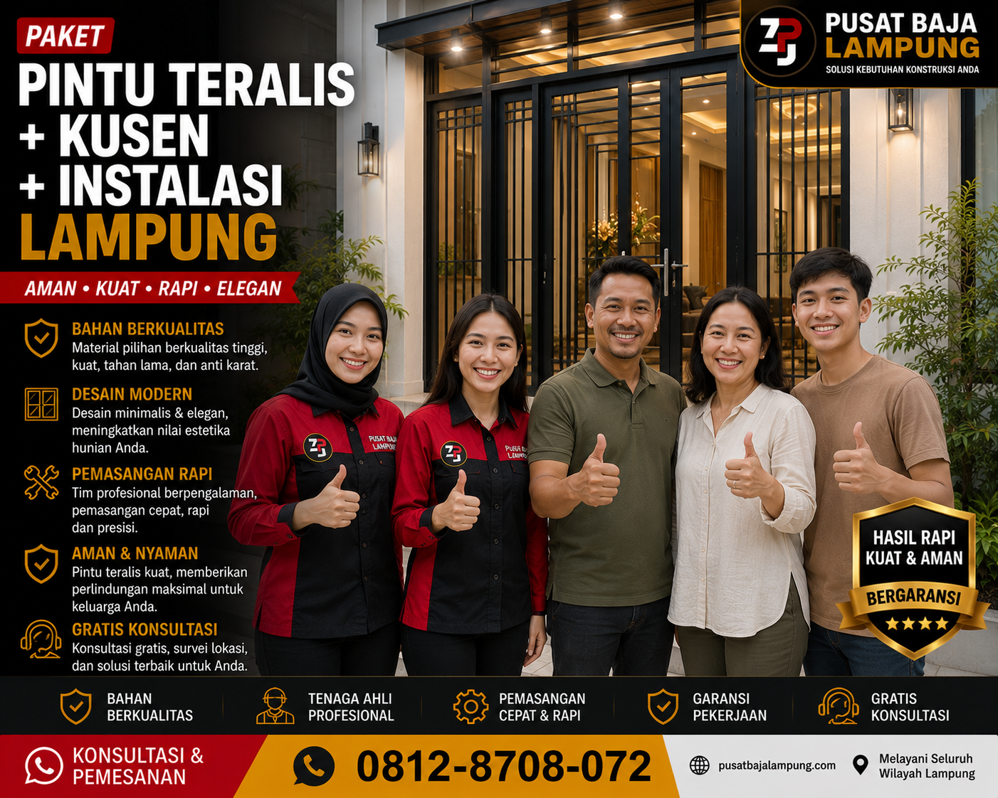 Paket Pintu Teralis + Kusen + Instalasi Lampung Terbaru 2026