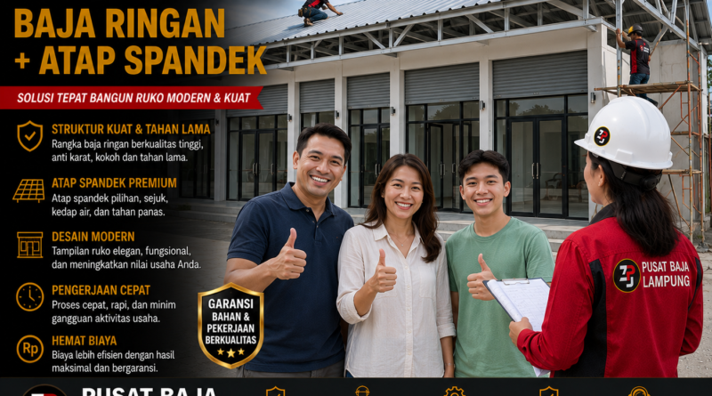 Paket Ruko 1 Lantai Baja Ringan + Atap Spandek Lampung Terbaru 2026