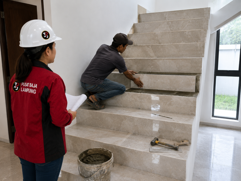 Tukang Pasang Granit di Tangga